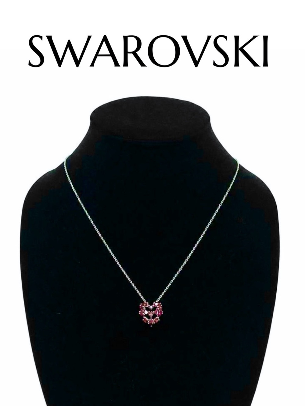 Swarovski Garnet Crystal Heart Pendant Necklace
